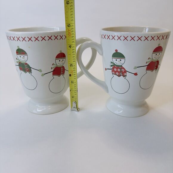 Bay Island Snowman Christmas Cup/Mug 12 oz set of 2 coffee Tea Hot Cocoa Winter - Picture 5 of 11